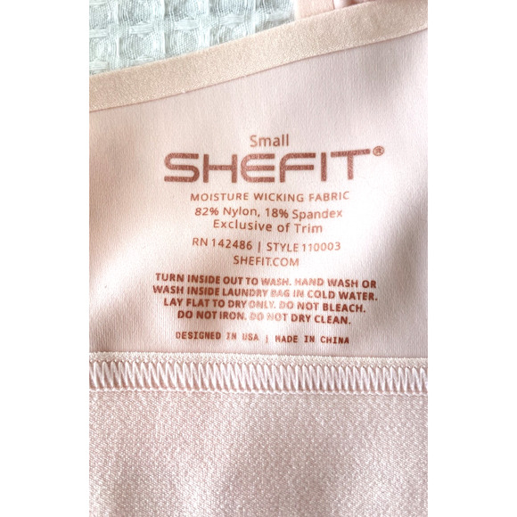 SHEFIT Bra Size Small Flex Sports Blush Pink Zip Adjustable Athletic Wirefree - Picture 4 of 7